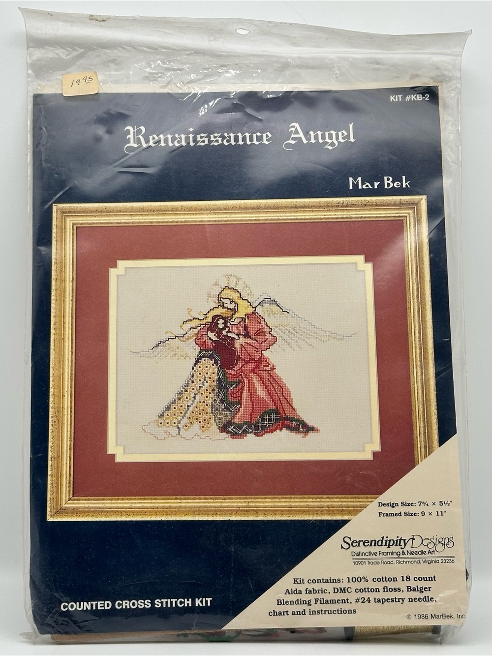 Mar Bek Serendipity Designs Renaissance Angel Counted Cross Stitch Kit NEW 1986